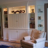 Entertainment Center, built-in: lacquered finish.